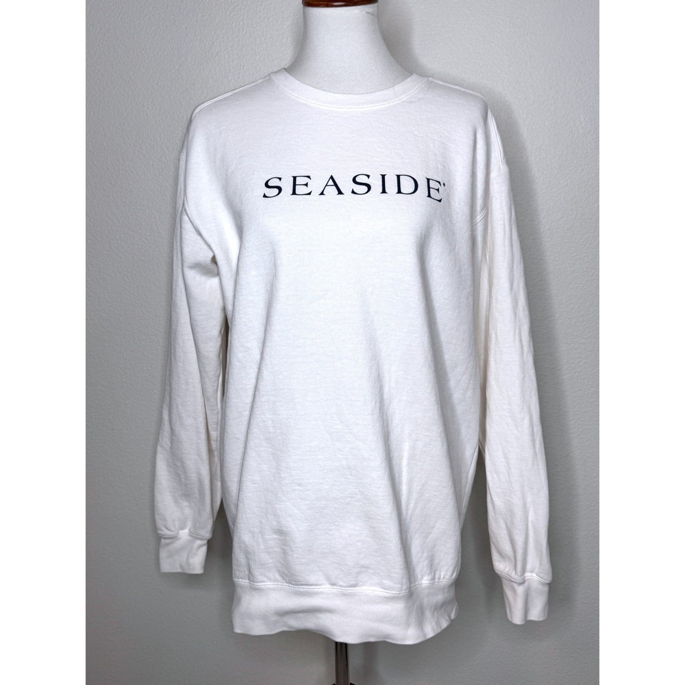 THE SEASIDE STYLE Unisex Crew Neck Sweatshirt Medium White New Town Old Ways